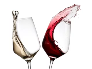 Papier Peint photo Lavable Alcool Red and white wine up
