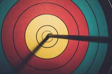 Arrow hit goal ring in archery target vintage style