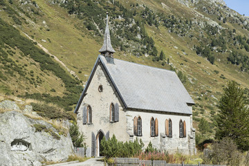 Kapelle bei Gletsch, Wallis, Schweiz
