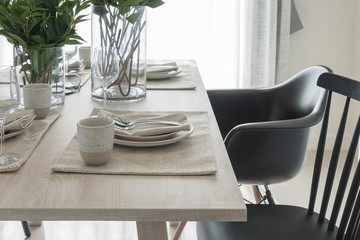 modern dinning room with black modern chair