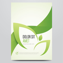 Green eco brochure, flyer, magazine cover, poster template. Modern vector leaf, environment design.