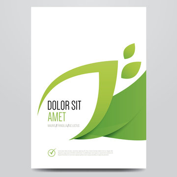 Green eco brochure, flyer, magazine cover, poster template. Modern vector leaf, environment design.