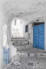 Narrow Alley and stairway on Santorini