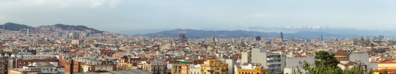 Fototapeta na wymiar Panorama Of Barcelona, Spain.