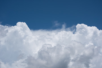 Beautiful white cumulus clouds on blue sky, Overcast cumulus cloud in summer
