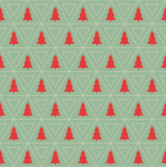 vintage colored christmas tree silhouette seamless pattern.