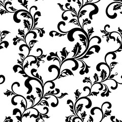Seamless floral pattern on a white background. Vintage style. The pattern can be used for printing on textiles, wallpaper, packaging