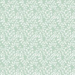 Tender seamless pattern with twisted spiral branches with leaves. The pattern can be used for printing on textiles, wallpaper, packaging
