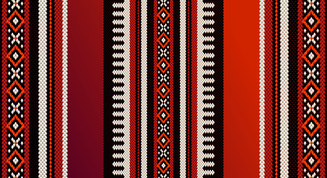 Fototapeta Red Theme Arabian Sadu Weaving Middle Eastern Traditional Rug Te