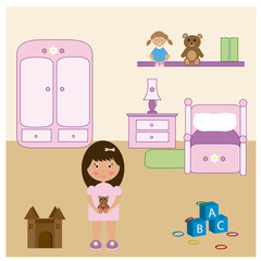 Little girl in her room