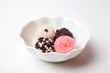 Traditional brazilian sweet - brigadeiro - isolated on white background.
