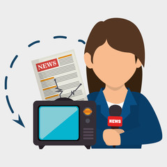 woman tv reportage news vector illustration eps 10