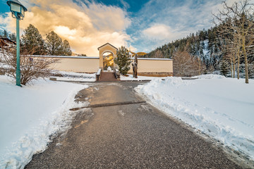 snowy mountain cemetery