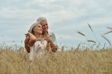 happy senior couple in summer