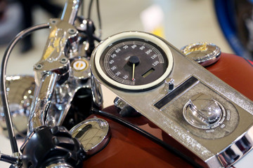 Instrument panel of motorcycle close-up