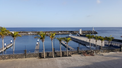Beautiful coast and harbor of the Canary Island of Lanzarote