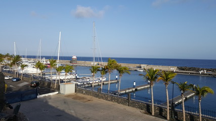 Beautiful coast and harbor of the Canary Island of Lanzarote