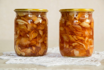 Apple jam homemade in jars