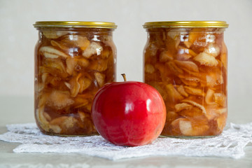 Apple jam homemade in jars