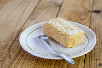 Sweet halva cake on the plate