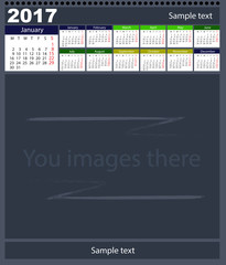 Calendar on 2017 year with photo