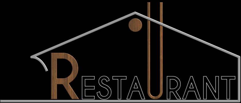 Restaurant con il simbolo edificio metallo e legno