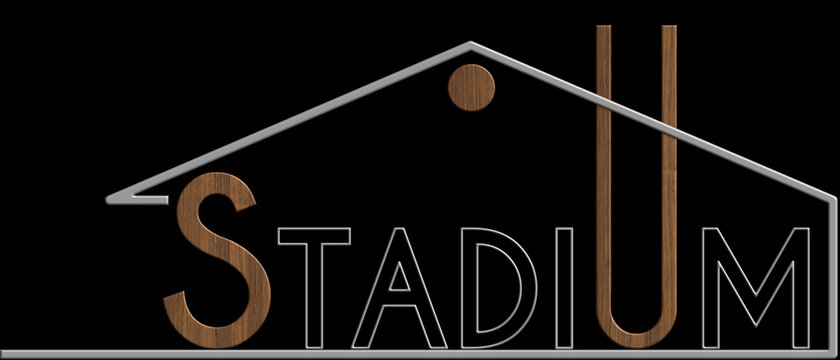 Stadium con il simbolo edificio metallo e legno