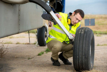 Checking aircraft's tire