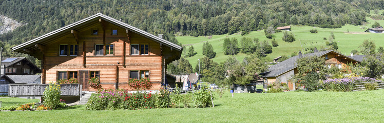 Rural chalets at Wilen on the Swiss alps
