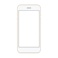 vector mockup phone front view on white background, new phone design gold color