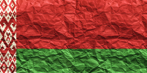Republic of Belarus flag. Crumpled paper flag background