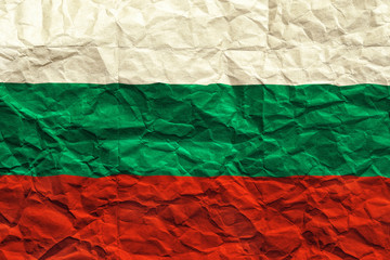 Bulgaria flag. Crumpled paper flag background