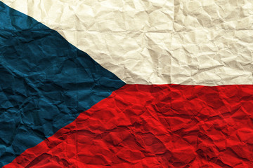 Czech Republic flag. Crumpled paper flag background