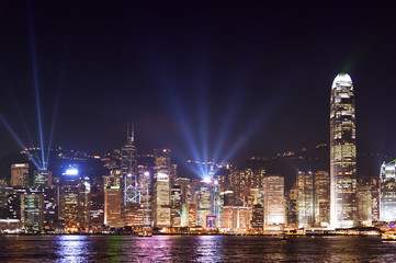 Hong Kong city night time.