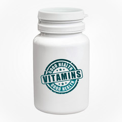 Bottle of pills with vitamins