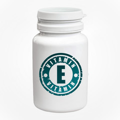 Bottle of pills with vitamin E
