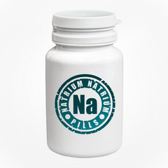 Bottle of pills with natrium Na