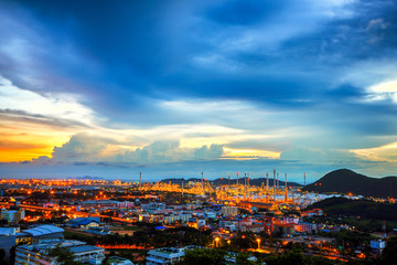 Fototapeta premium Low light long exposure scenery of Oil refinery plant