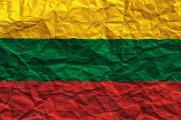 Lithuania flag. Crumpled paper flag background