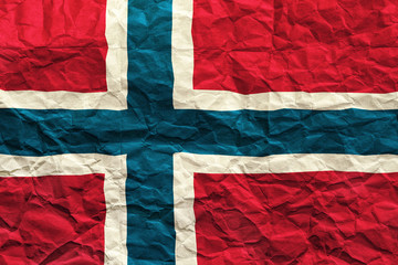 Norway flag. Crumpled paper flag background