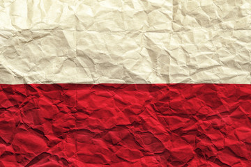 Poland flag. Crumpled paper flag background