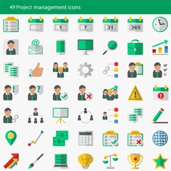 Fototapeta premium Set of 49 modern project management vector icons