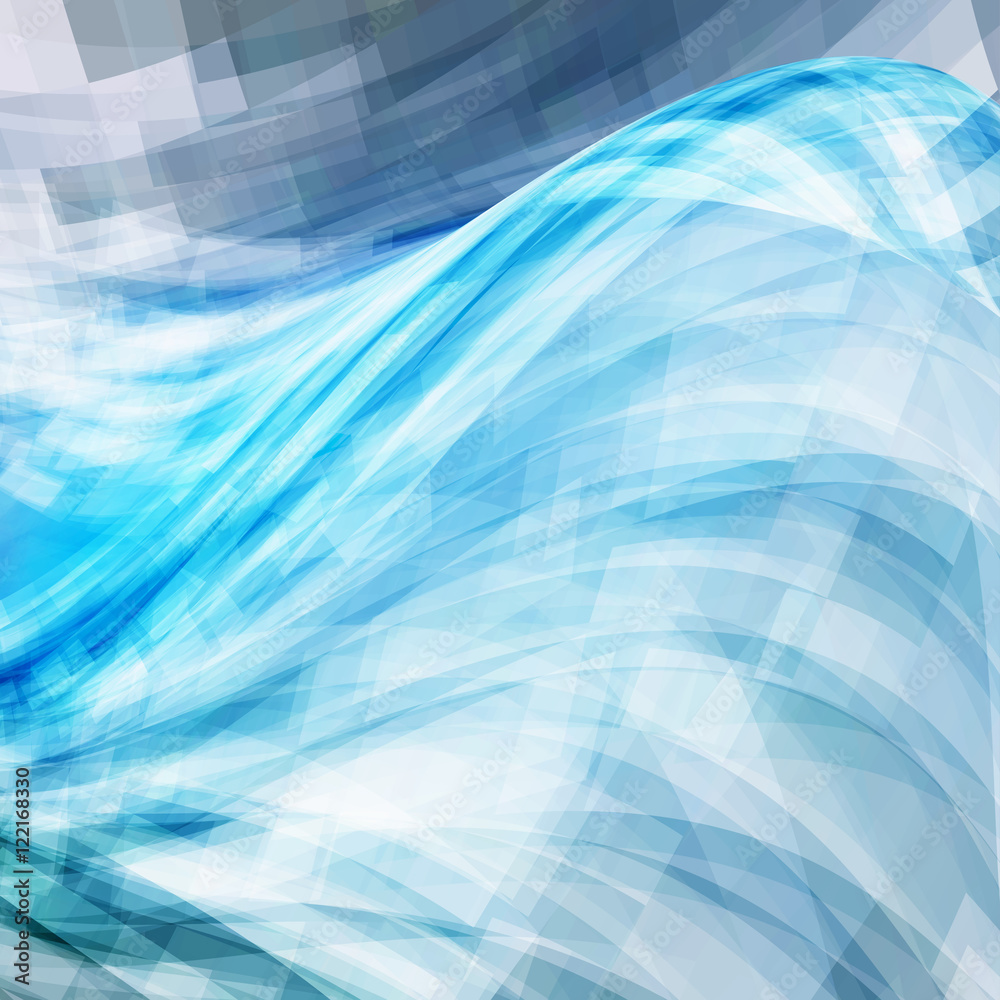 Poster Background with blue water wave. Vector pattern