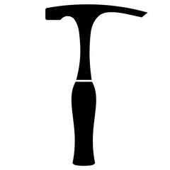 Flat black and white hammer icon with shadow.