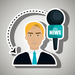 man journalist news microphone vector illustration eps 10