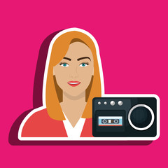 woman voice recorder news vector illustration eps 10
