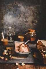 Chocolate and vanilla ice cream cups.  