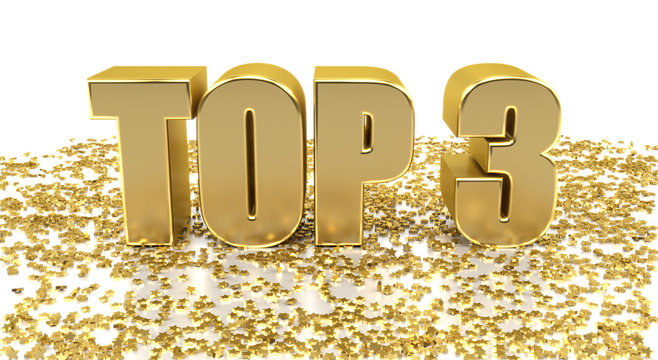 TOP 3 - with stars on white background - High quality 3D Render
