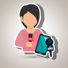 woman news smartphone reportage vector illustration eps 10