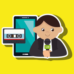 man news cassette radio vector illustration eps 10